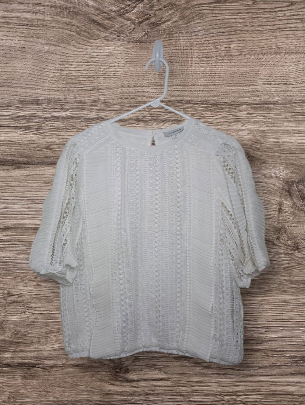 Women's Calligraphie Anthropologie White Lace Top Sz Medium